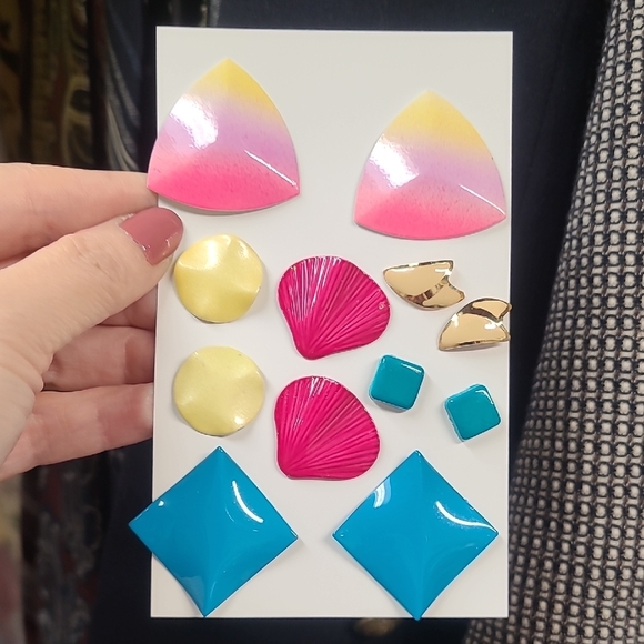 Colorful Geometric Earring Set - Picture 1 of 14